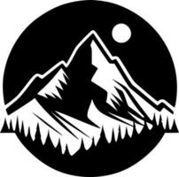 berg - svart och vit isolerat ikon - vektor illustration