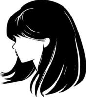 hår - svart och vit isolerat ikon - vektor illustration