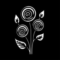 gerollt Blumen - - schwarz und Weiß isoliert Symbol - - Vektor Illustration