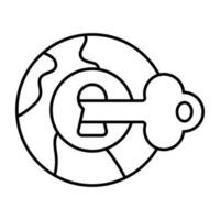 redigerbar design ikon av nyckel med hänglås vektor