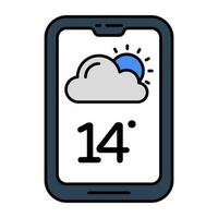 Handy, Mobiltelefon Wetter App Symbol im Prämie Stil vektor