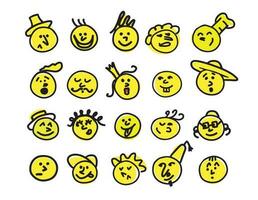 samling av emoji ikoner dragen i klotter style.vector illustration. vektor