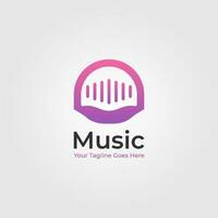 musik logotyp vektor grafisk design i lila lutning Färg