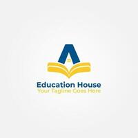 utbildning hus logotyp vektor grafisk design med bok accent, inlärning hus, inlärning logotyp