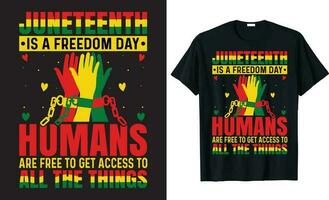 juni är en frihet dag människor är fri till skaffa sig tillgång till Allt de saker t-shirt design. vektor