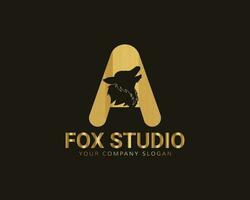 Fuchs Studio Logo, ein Brief Logo von Fuchs Studio Fuchs und ein Brief Logo, golden Schwanz Fuchs mit ein Brief Initiale vektor