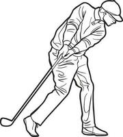 Golf Spieler schwingen Aktion draussen Sport vektor