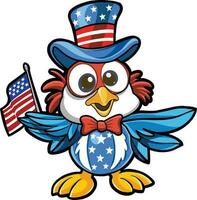 söt patriotisk Örn maskot fira 4:e av juli vektor