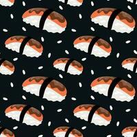 sömlös mönster med aptitretande sushi vektor