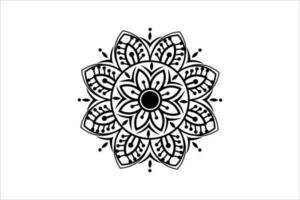 ritad för hand mandala med blommig mönster. dekorativ mandala vuxen färg bok sida. mandala mönster för henna, mehndi, tatuering, och dekoration. vektor