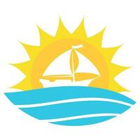 Illustration Logo von ein Segelboot im das Blau Meer vektor