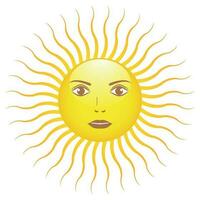 illustration av en Sol logotyp med en söt kvinna ansikte vektor