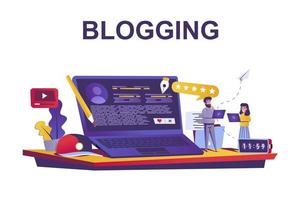 Blogging-Service-Webkonzept im flachen Stil vektor