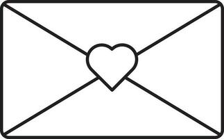 schwarz Gliederung Illustration von Herz Briefumschlag Symbol. vektor