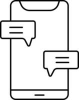 illustration av chattar från smartphone svart stroke ikon. vektor