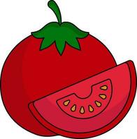 platt illustration av tomat med skiva platt ikon. vektor