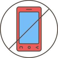 Nein Smartphone Symbol im rot und Blau Farbe. vektor