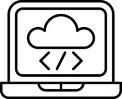 platt stil moln utveckling app i bärbar dator ikon. vektor