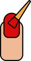 Nagel Polieren bewirbt sich Finger Symbol im rot und Pfirsich Farbe. vektor