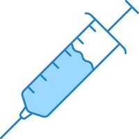 vaccin spruta platt ikon i blå Färg. vektor