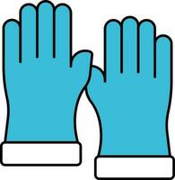 Blau und Weiß Handschuhe Symbol im eben Stil. vektor