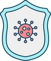 Virus Schild eben Symbol im rot und Blau Farbe. vektor