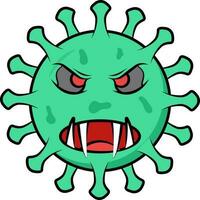 grön illustration av kuslig virus emoji ansikte ikon. vektor