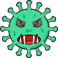 Grün Illustration von gruselig Virus Emoji Gesicht Symbol. vektor