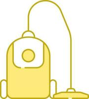 platt illustration av Vakuum rengöringsmedel gul och vit ikon. vektor