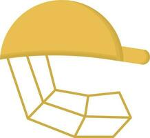 Gelb Kricket Helm Symbol im eben Stil. vektor