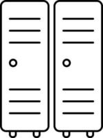 zwei Schließfach Symbol im schwarz Linie Kunst. vektor