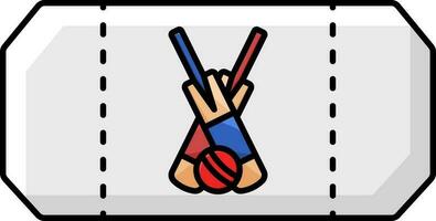 isolerat fladdermus med boll cricket biljett ikon i platt stil. vektor