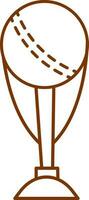 isolerat cricket boll trofén ikon i brun linjär stil. vektor