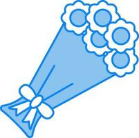 blomma bukett ikon i blå och vit Färg. vektor