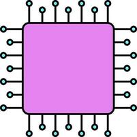 Rosa Mikrochip Symbol im eben Stil. vektor