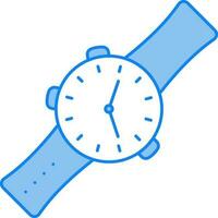 Blau und Weiß Armbanduhr Symbol im eben Stil. vektor