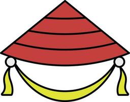 rot und Gelb konisch Hut Symbol oder Symbol. vektor