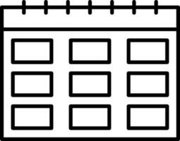schwarz dünn Linie Kunst Kalender Symbol. vektor