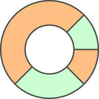 Kuchen Diagramm Symbol im Orange und Grün Farbe. vektor