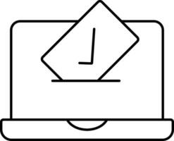 online prüfen Wählen oder Mail mit Laptop Symbol im Schlaganfall Stil. vektor