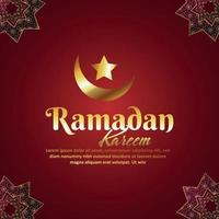 realistischer Musterhintergrund des Ramadan Kareem mit goldenem Text vektor