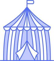 cirkus tält ikon i blå och vit Färg. vektor
