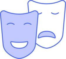 ledsen och Lycklig ansiktsbehandling mask ikon i blå och vit Färg. vektor