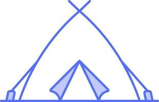 Tipi Zelt Symbol im Blau und Weiß Farbe. vektor