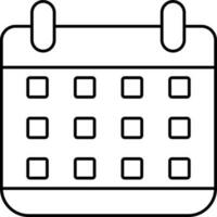 kalender ikon eller symbol i svart linje konst. vektor