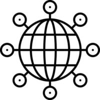 global Verbindung Symbol im schwarz linear Kunst. vektor