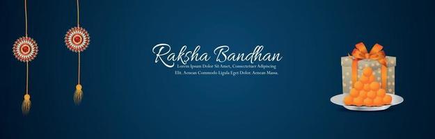 kreativa crystal rakhi för glad rakhi inbjudan banner med presenter och söta vektor