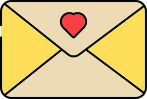 Herz Symbol Briefumschlag rot und Gelb Symbol. vektor