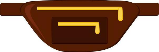 midja eller bröst väska platt ikon i brun och gul Färg. vektor