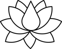 svart linjär stil lotus blomma ikon. vektor